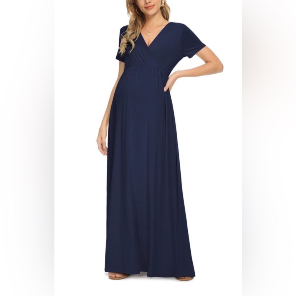 Maternity Maxi Wrap Dress In Black.                 Size XL